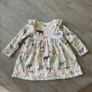 Tea Collection Cream and Purple Animal Print Dress